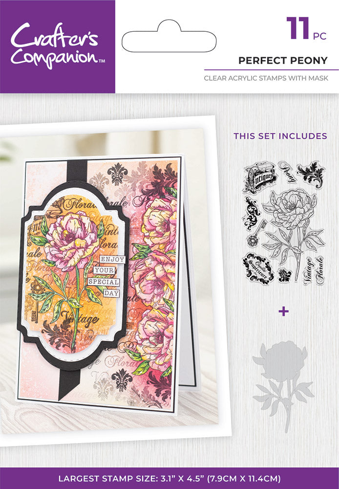 Crafter s Companion Floral Collage Stamp Perfect Peony Crafters