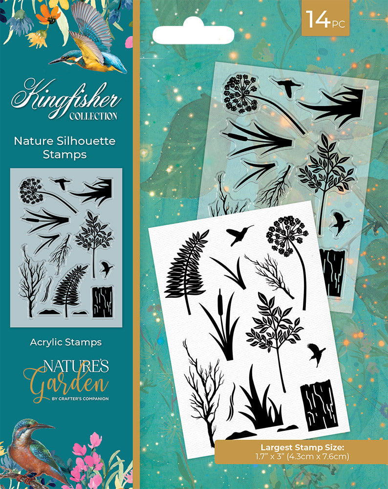 Nature s Garden Kingfisher Collection Clear Acrylic Stamps Nature Silhouette Stamps