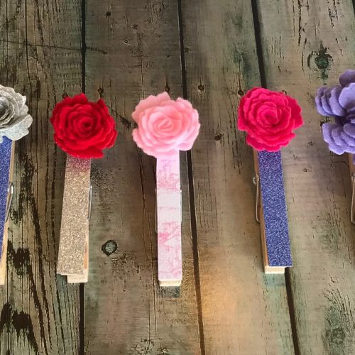 Felt Flower Clothespins