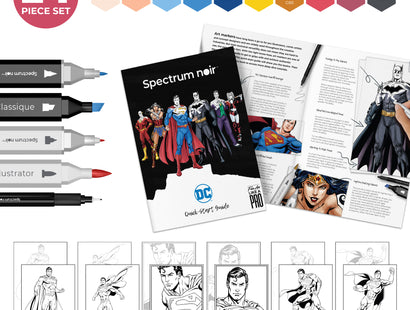 The full contents of the Superman Pro Art Kit by Spectrum Noir