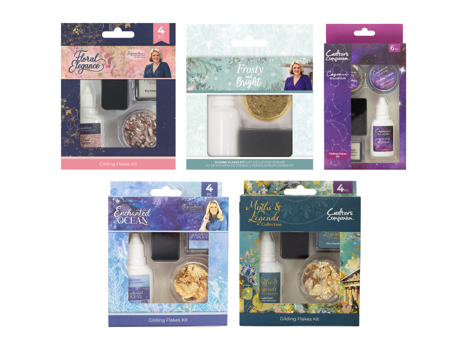 Crafter's Companion Assorted Gilding Flakes Kit 5pc Collection