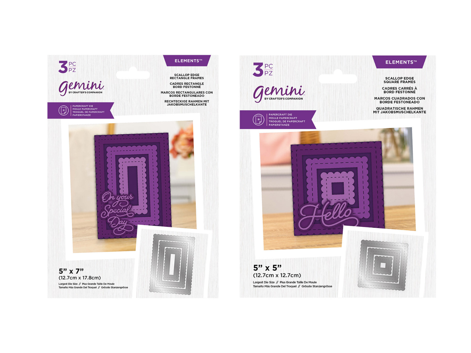 Gemini Nesting Dies - Scallop Edge Rectangle & Square Duo