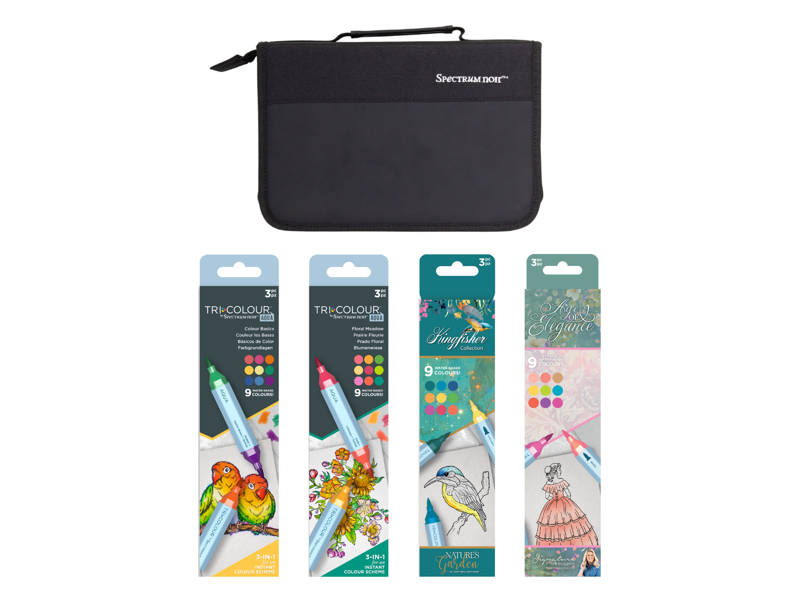 Spectrum Noir 12 Marker Storage Wallet with 12pc Aqua Markers