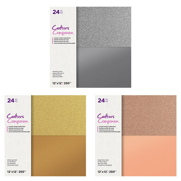 Crafter's Companinon Mixed Cardstock Collection - Glittering Gold, Regal Rose Gold & Sparkling Silver