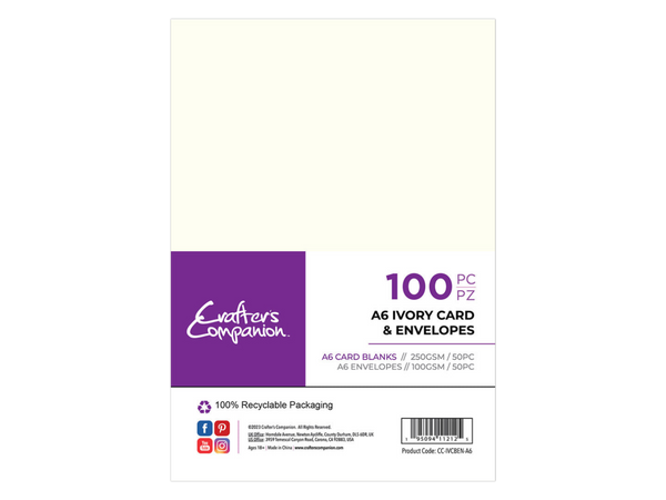 Crafters Companion  - A6 Ivory Card & Envelopes 100pc