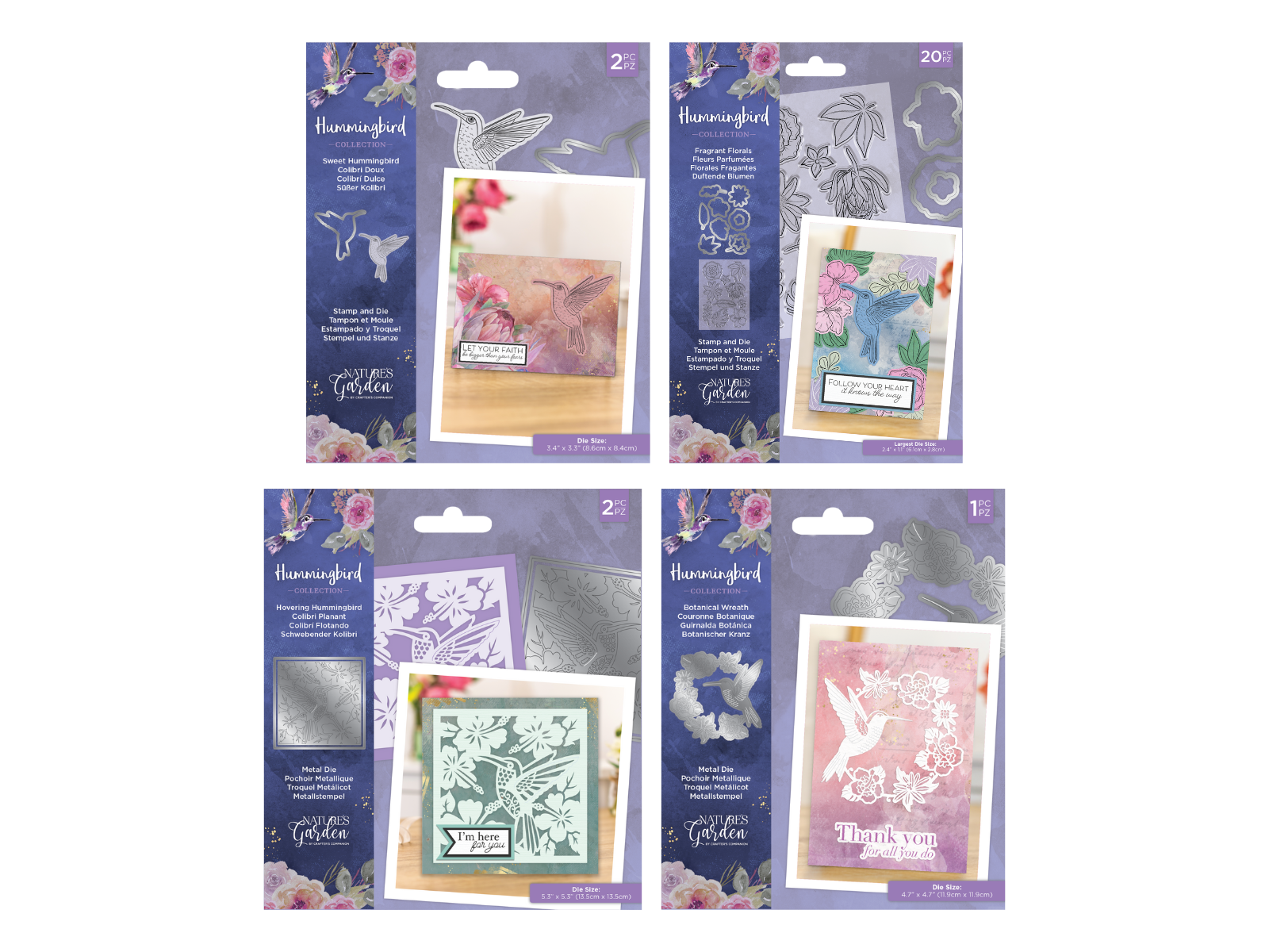 Nature's Garden Hummingbird Stamp & Die 4pc Selection