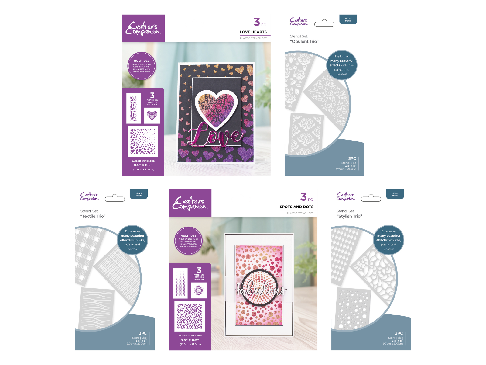 Crafter's Companion Stencil 5pc Selection