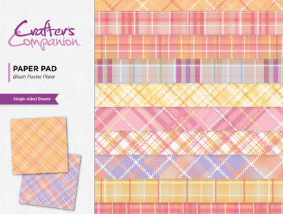 Crafters Companion 6 x 6” Paper Pad - Blush Pastel Plaid