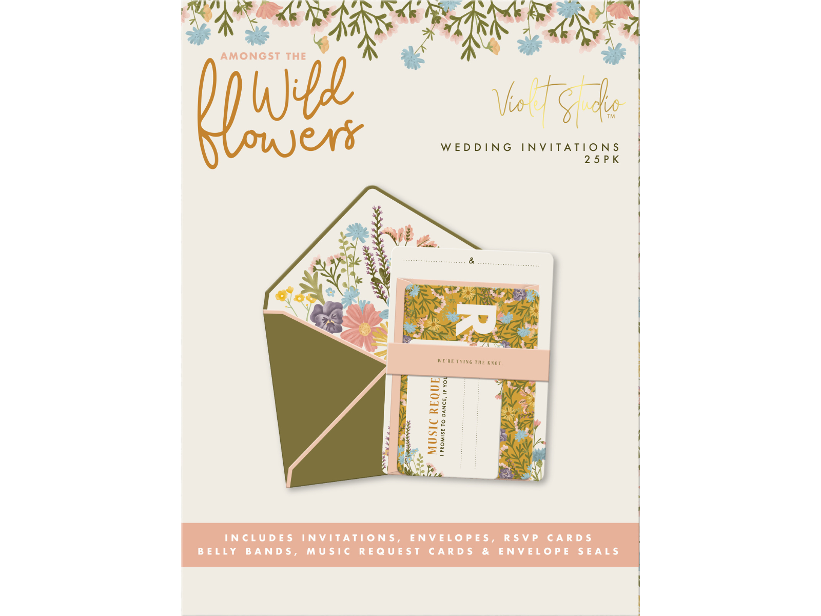 Wedding Invitations - Amongst The Wildflowers - 25pk - Violet Studios