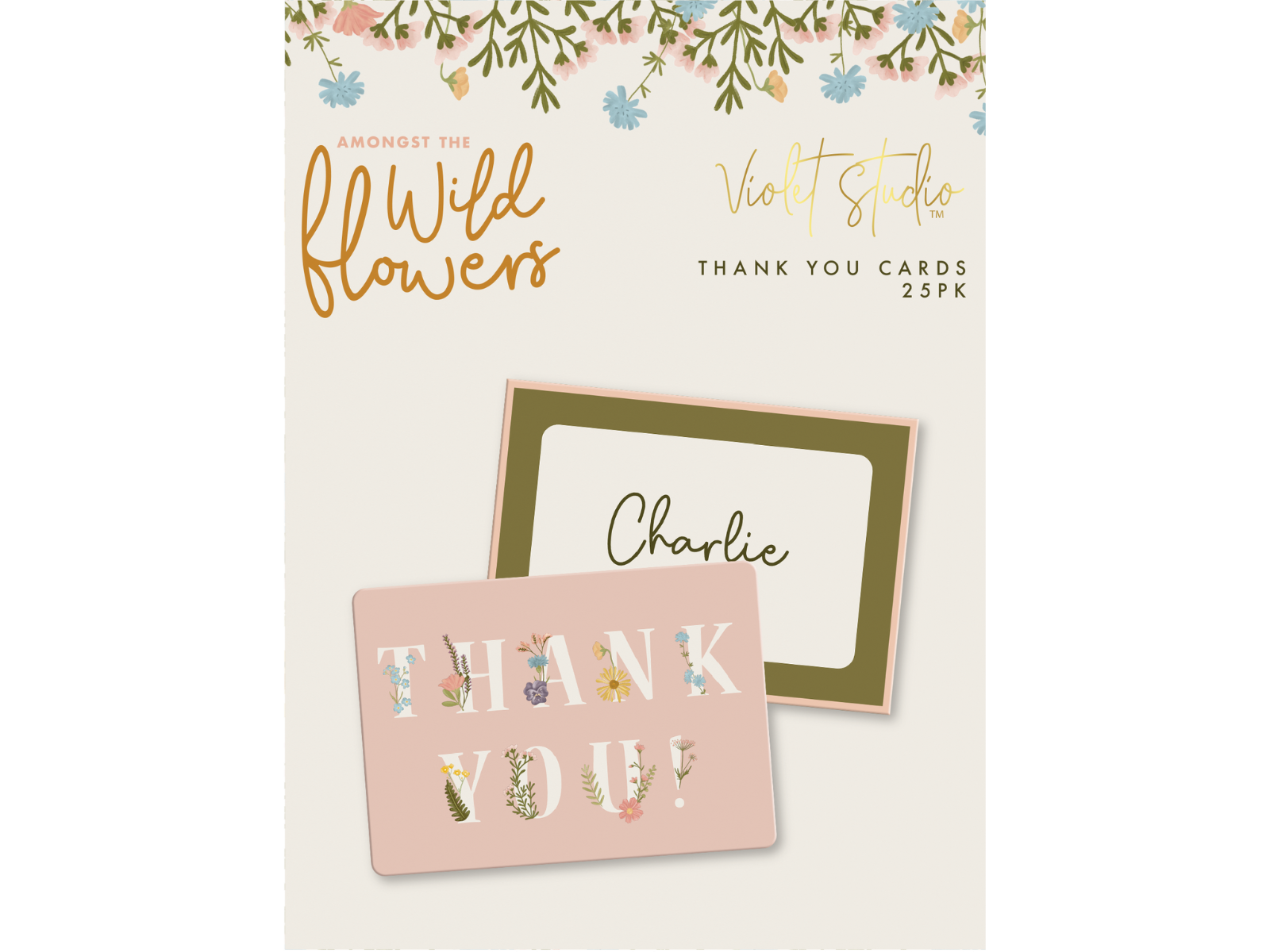 Violet Studio - Thankyou Cards - Amongst The Wildflowers - 25pk