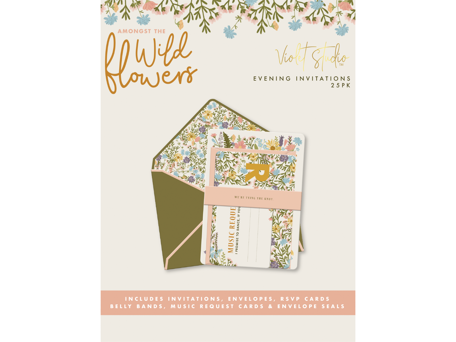 Violet Studio - Evening Invitations - Amongst The Wildflowers -  25pk