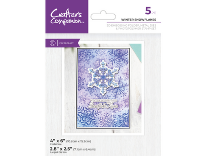 Crafter's Companion 3D Embossing Folder, Metal Die & Photopolymer Stamp - Winter Snowflakes