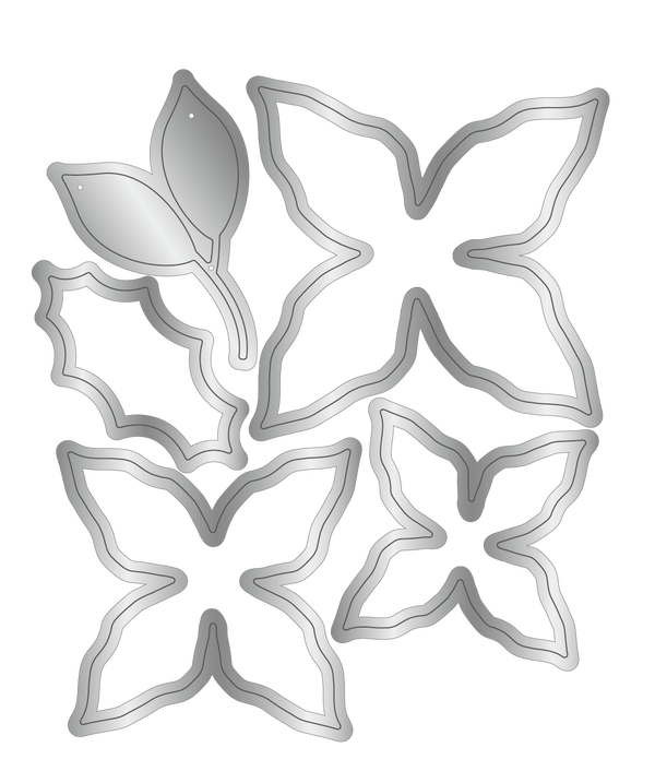 Crafters Companion 6” x 9” 3D Folder & Metal Die - Poinsettia Season