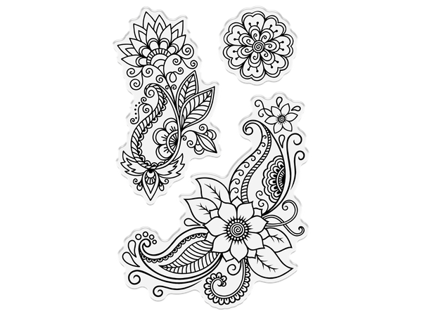 Crafter's Companion Clear Acrylic Stamp - Mehndi Florals