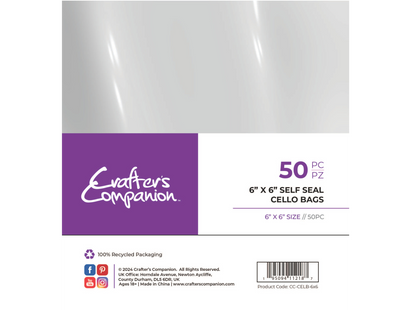 Crafter's Companion 6" x 6" Self Seal Cello Bags - 50 Pack