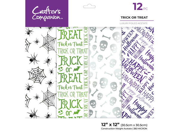 Crafters Companion 12” x 12” Luxury Foiled Acetate Pack - Trick or Treat