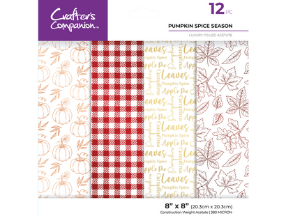 Crafters Companion  8” x 8” Luxury Foiled Acetate Pack - Pumpkin Spice Season