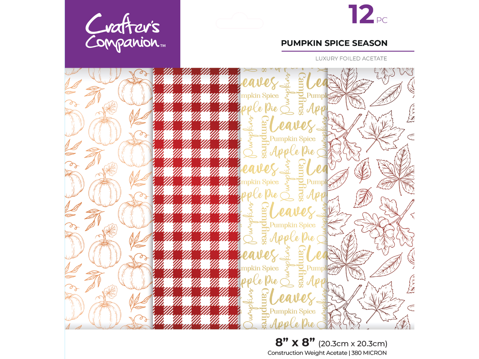 Crafters Companion  8” x 8” Luxury Foiled Acetate Pack - Pumpkin Spice Season