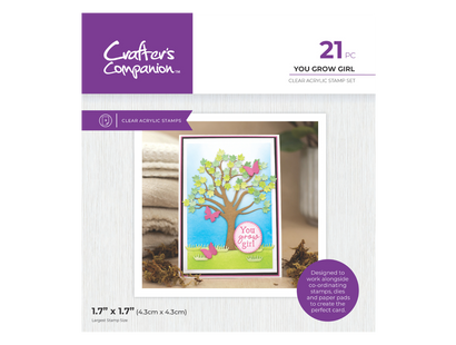 Crafter's Companion Garden Collection Clear Acrylic Stamps - You Grow Girl