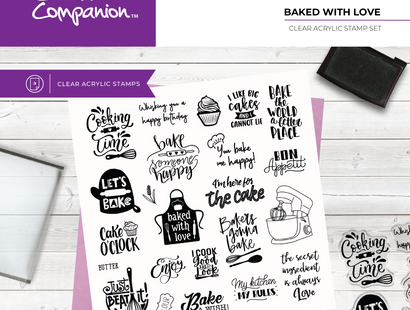 Crafter's Companion Kitchen Collection - Clear Acrylic Stamps - Baked With Love