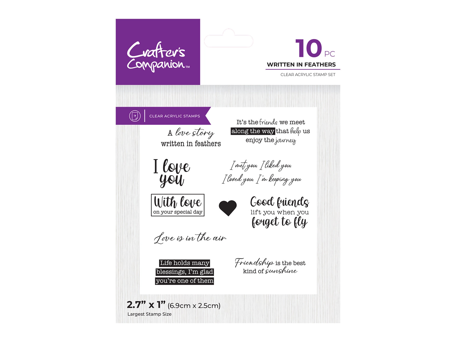 Crafters Companion Love Birds Clear Acrylic Stamp - Written in Feathers