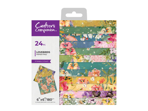 Crafters Companion Love Birds 6” x 6” Paper Pad