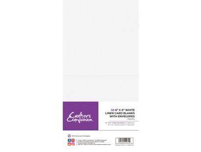 Crafter's Companion 6"x 6" White Linen Card & Envelopes - 100 Piece