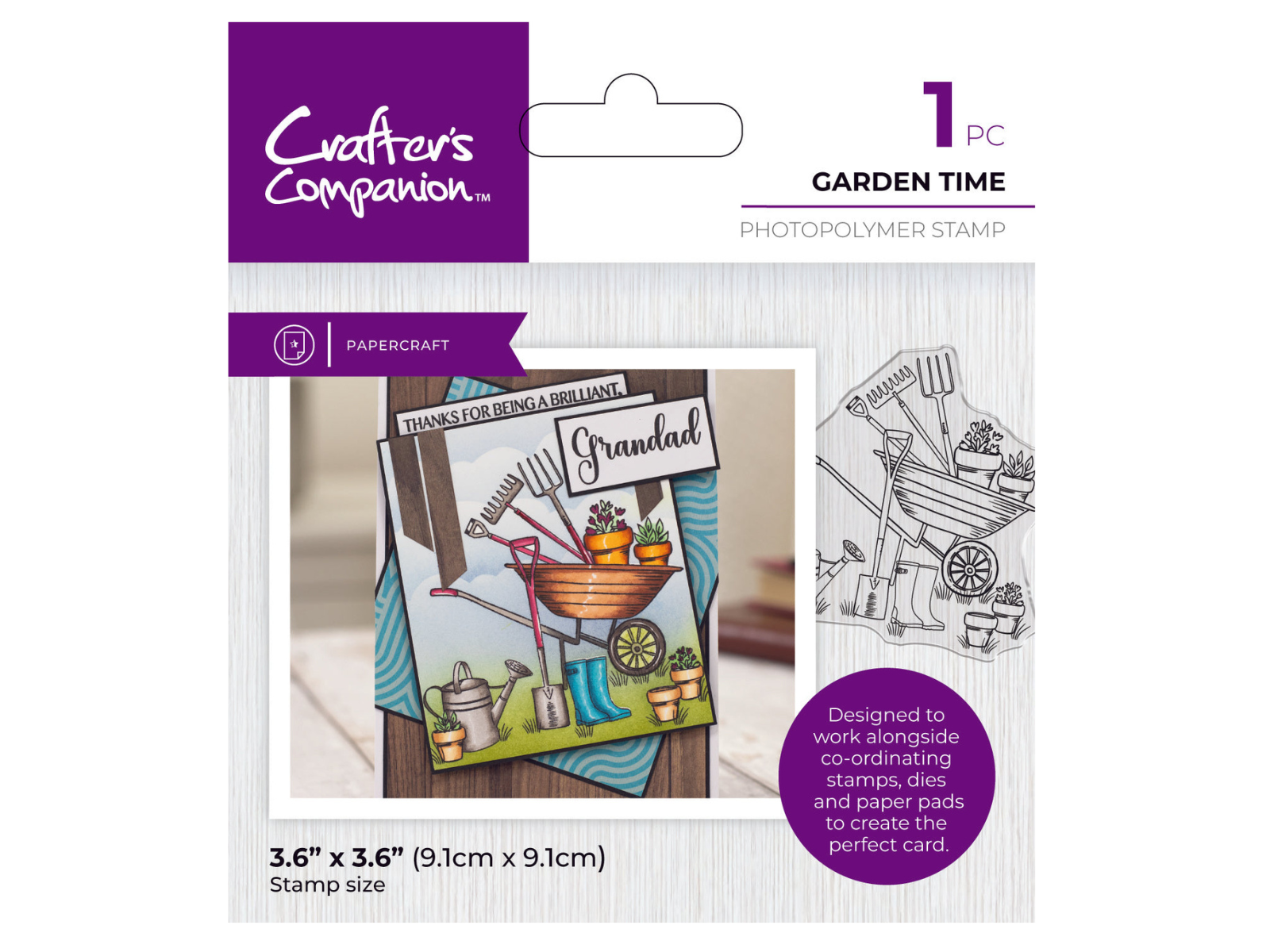 Crafter's Companion Modern Man Photopolymer Stamp - Garden Time