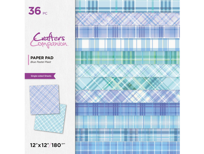 Crafter's Companion 12 x 12" Paper Pad - Blue Pastel Plaid