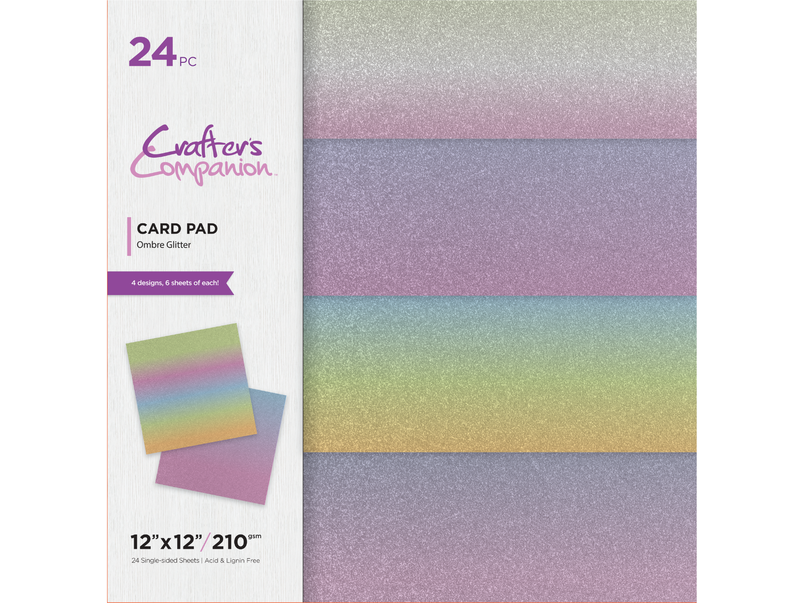 Crafter's Companion - 12" x 12" Card Pad - Ombre Glitter