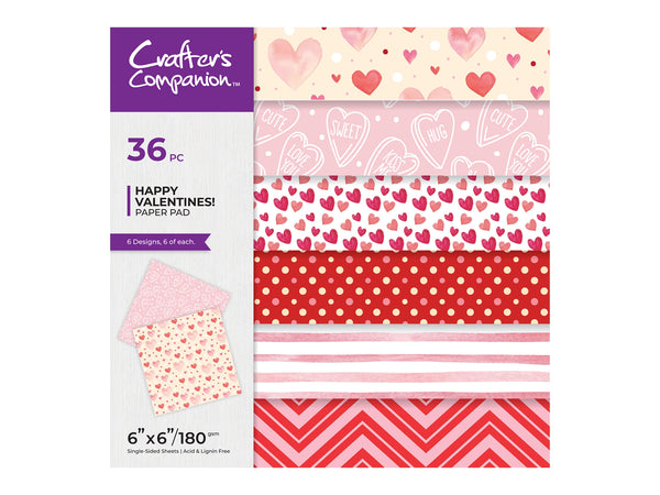 Crafters Companion 6” x 6” Paper Pad - Happy Valentines!