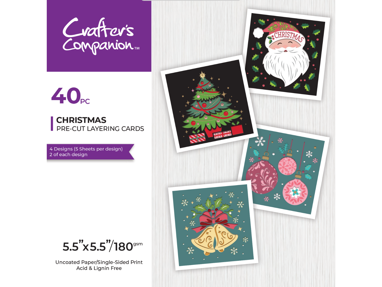 Crafters Companion 5.5" x 5.5" Pre-Cut Layering Pad - Christmas