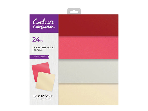 Crafters Companion 12” x 12” Pearl Card Pad - Valentines Shades