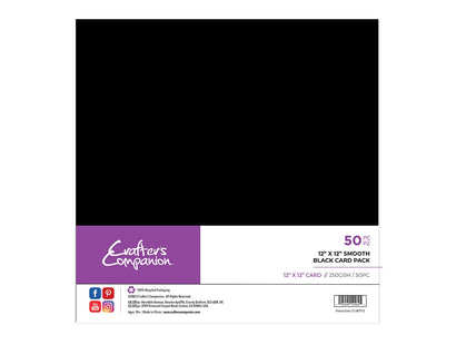 Crafter's Companion 12" x 12" Smooth Black Card Pack - 50 Sheets