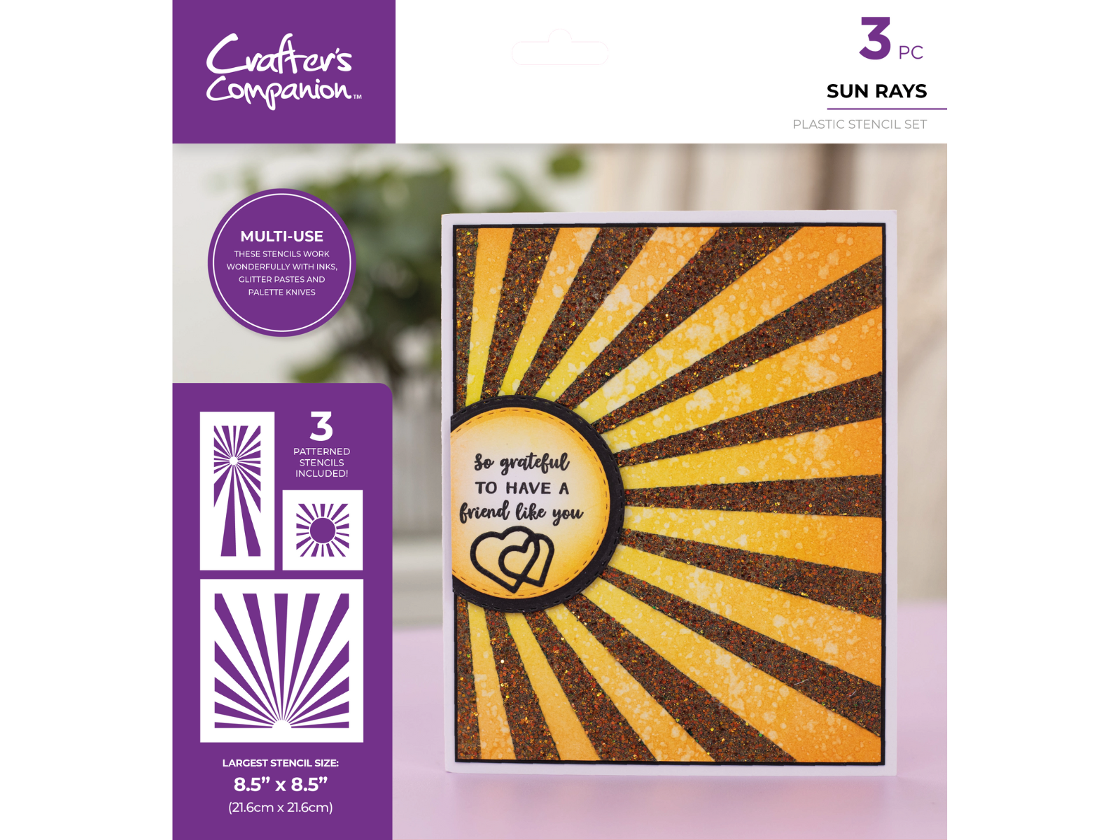 Crafters Companion Stencil Set - Sun Rays