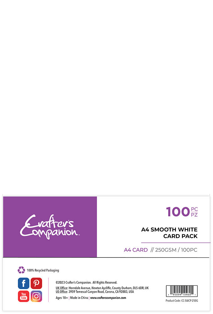 Crafter's Companion A4 Smooth White Card Pack (250gsm) - 100 Sheets