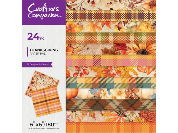 Crafters Companion Thanksgiving Collection 6” x 6” Paper Pad