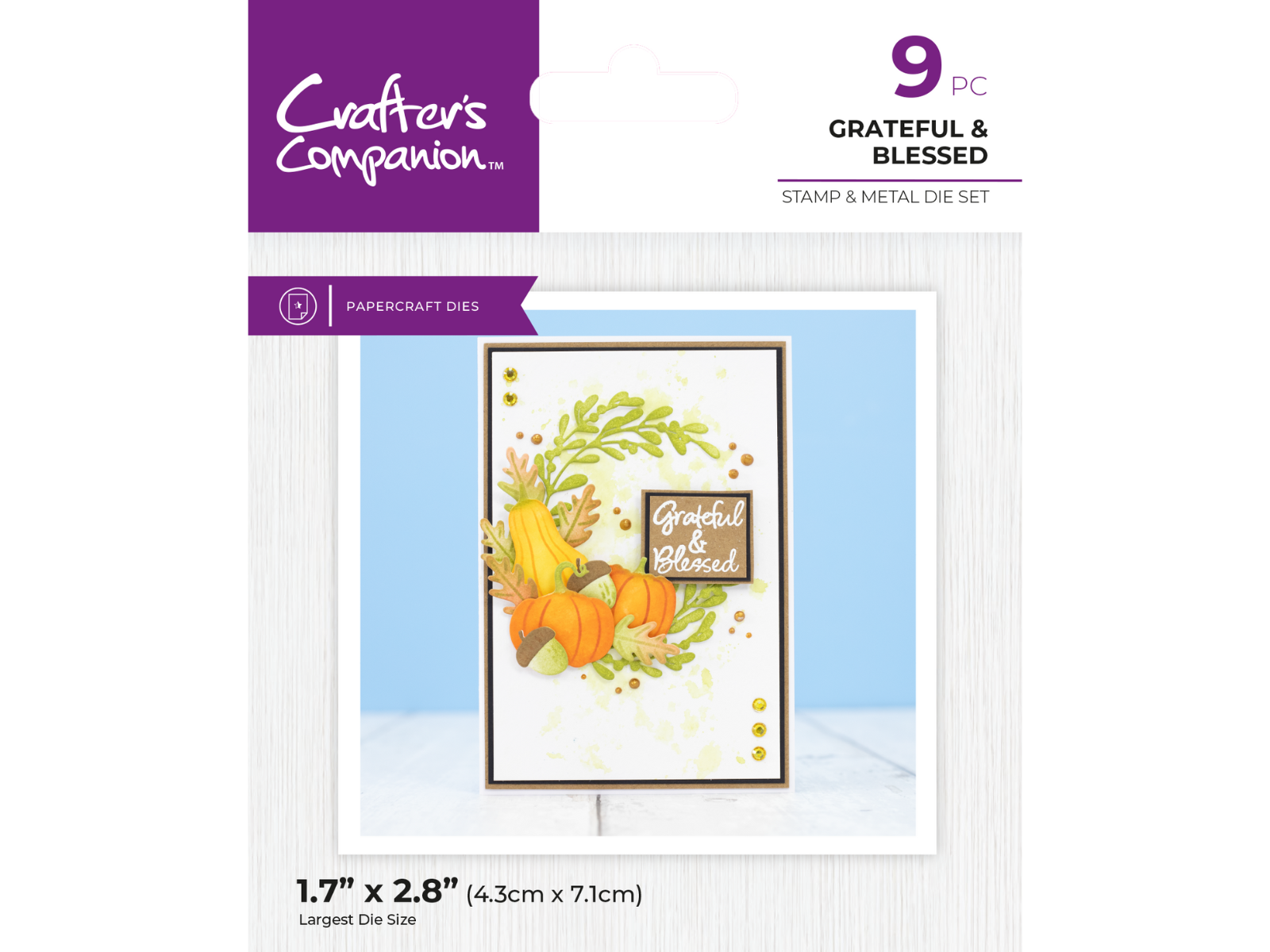 Crafters Companion Thanksgiving Collection Stamp & Die Set - Grateful & Blessed