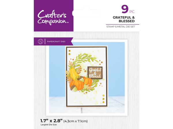 Crafters Companion Thanksgiving Collection Stamp & Die Set - Grateful & Blessed