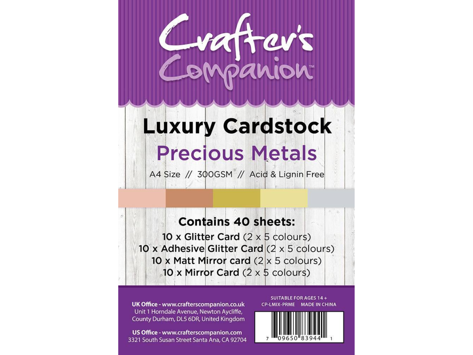 Crafter's Companion A4 Luxury Cardstock Pack - Precious Metals