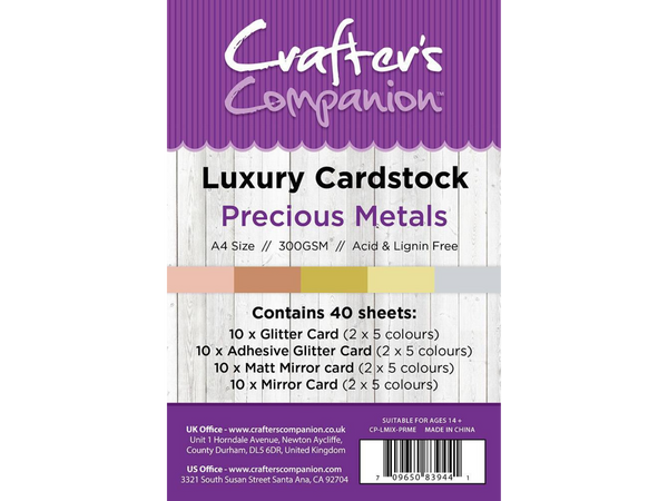 Crafter's Companion A4 Luxury Cardstock Pack - Precious Metals