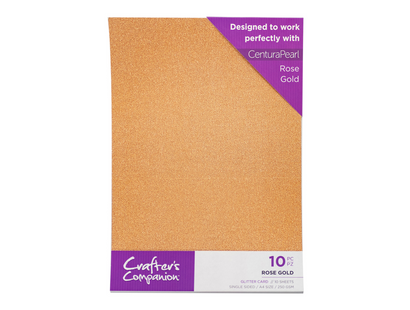 Crafter's Companion Glitter Card 10 Sheet Pack - Rose Gold