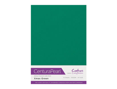 Crafter's Companion Centura Pearl Single Colour A4 10 Sheet Pack - Xmas Green