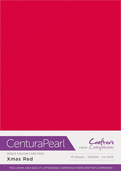 Crafter's Companion Centura Pearl Single Colour A4 10 Sheet Pack - Xmas Red