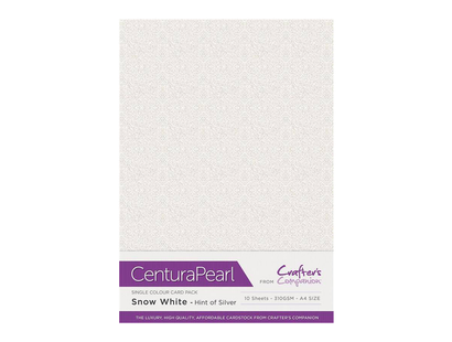 Crafter's Companion Centura Pearl Snow White Hint of Silver A4 Printable Card Pack - 10 Sheets