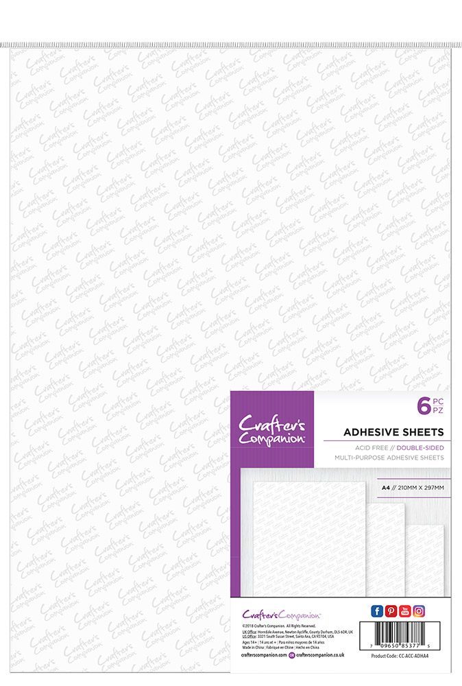 Crafter's Companion Double Sided Adhesive Sheets - A4 Size (6PC ...