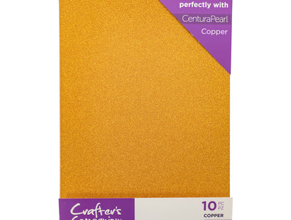 Crafter's Companion Glitter Card 10 Sheet Pack - Copper