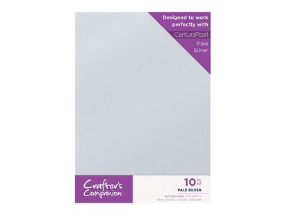 Crafter's Companion Glitter Card 10 Sheet Pack - Pale Silver