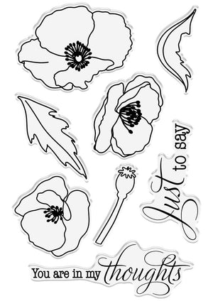 Crafter's Companion Outline Floral Photopolymer Stamp - Proud Poppy