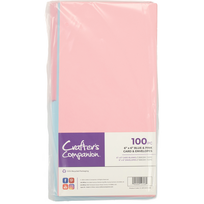 Crafter's Companion - 6x6 Blue & Pink Card & Envelopes 100pc